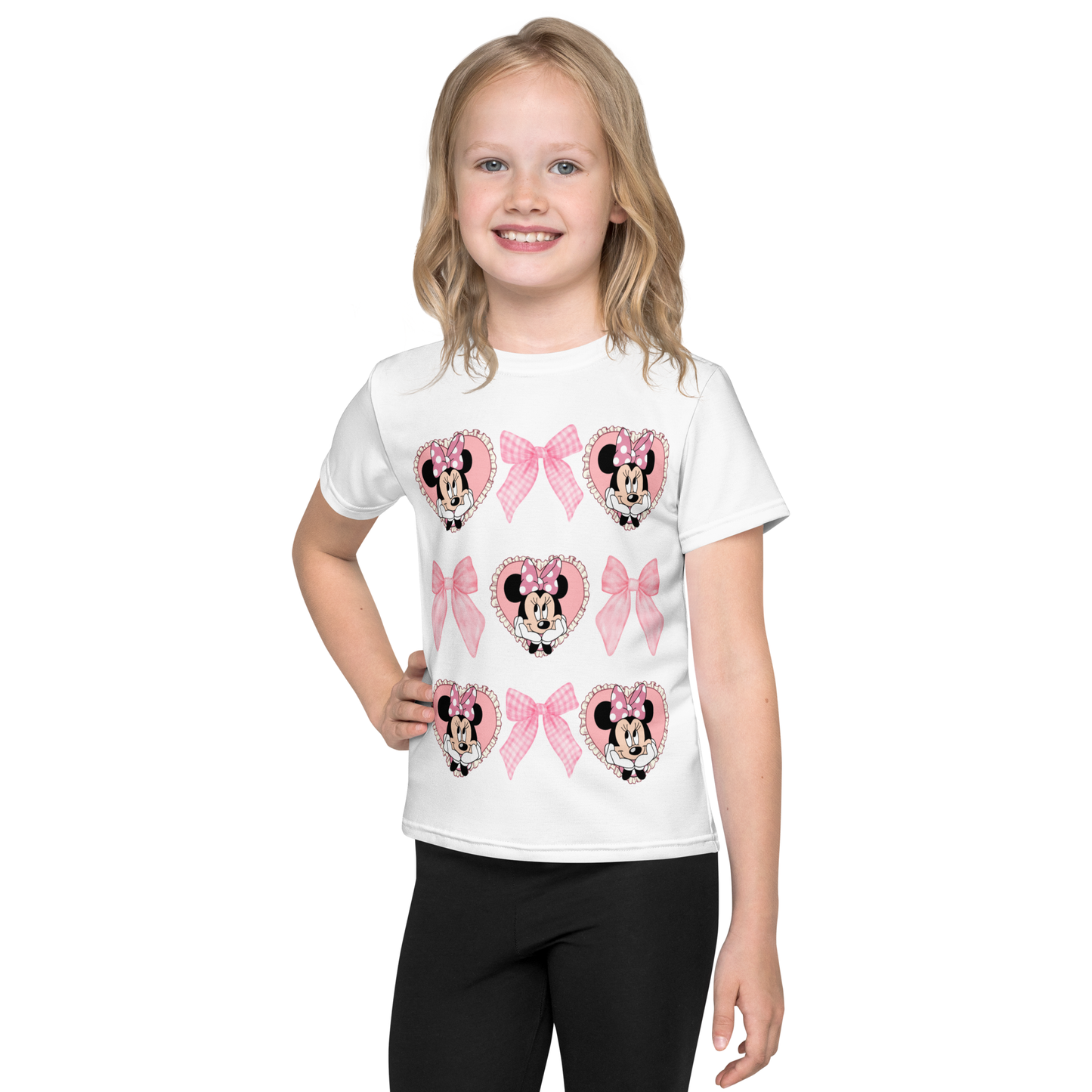 Matching Minnie Mouse Disney trip shirts for family, styled with pink coquette elements and Minnie-inspired artwork