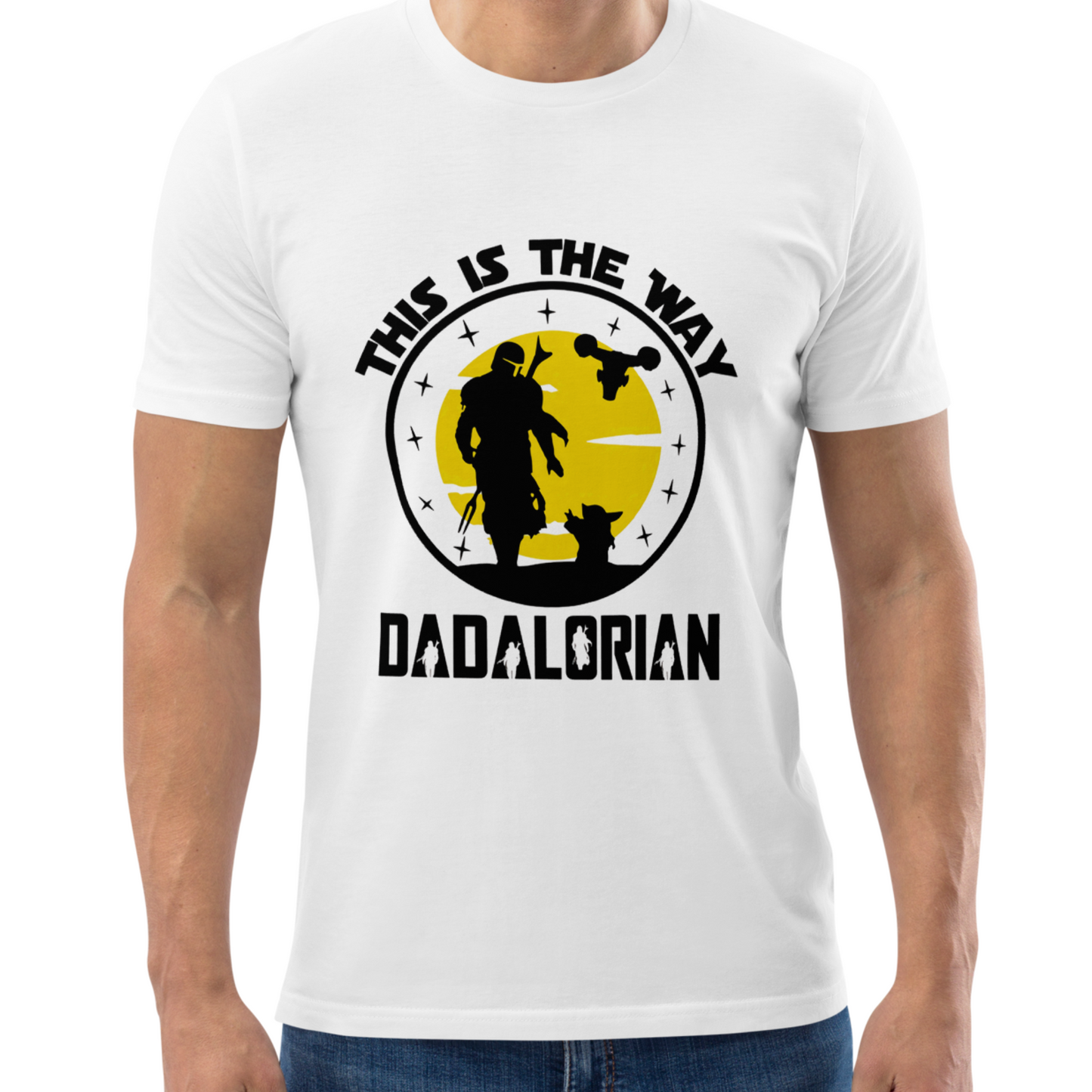 Star Wars dad shirt reading "Dadalorian – This is the way" with stylized helmet image