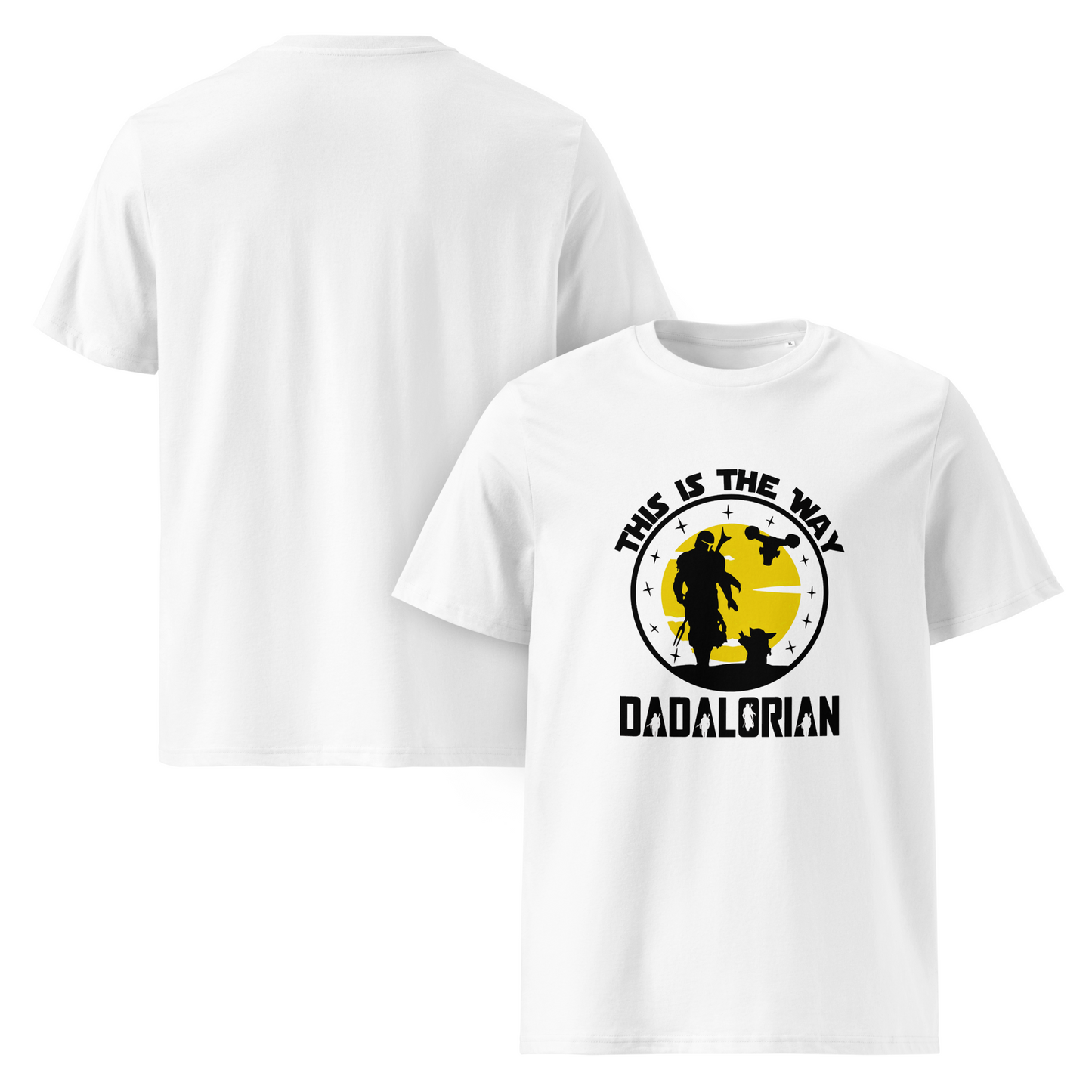 Fandom-themed t-shirt for fathers featuring warrior dad text and sci-fi artwork