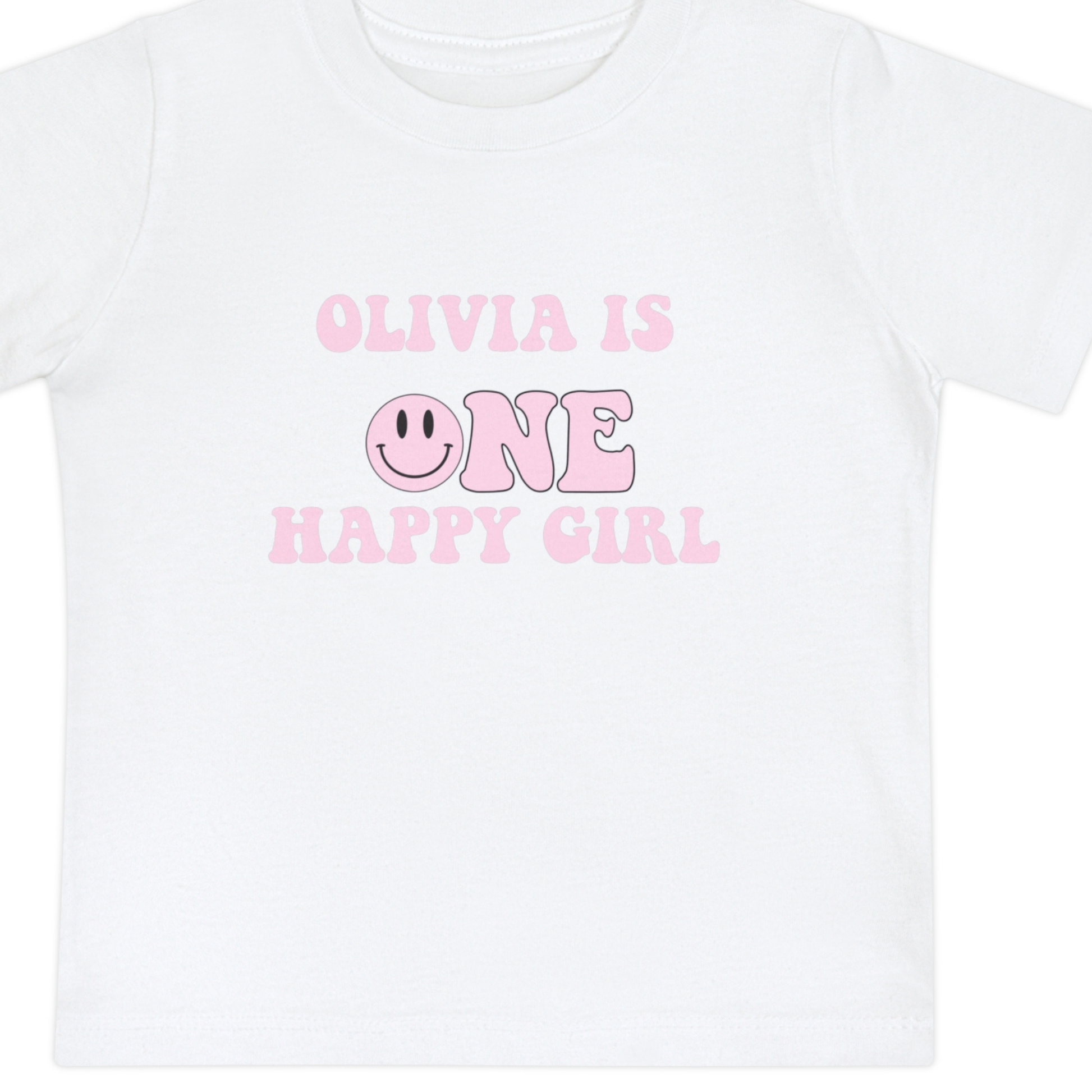 Personalized tee for baby girl’s first birthday celebration

