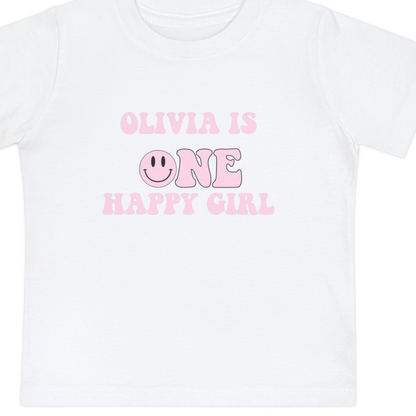 Personalized tee for baby girl’s first birthday celebration

