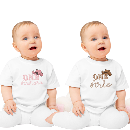 Personalised First Birthday T-shirt - My First Rodeo With Name and Age, Western 1st Birthday Outfit