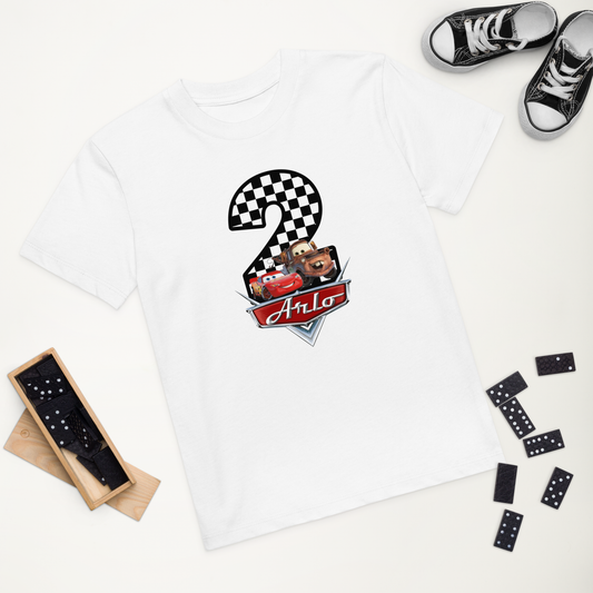 Personalized Disney Cars birthday shirt featuring Lightning McQueen