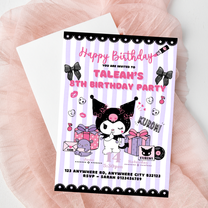 Digital kitty friends party invite in kawaii style for girls

