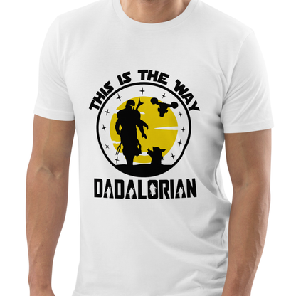 Black graphic tee for dads featuring Mandalorian-inspired design and Star Wars quote