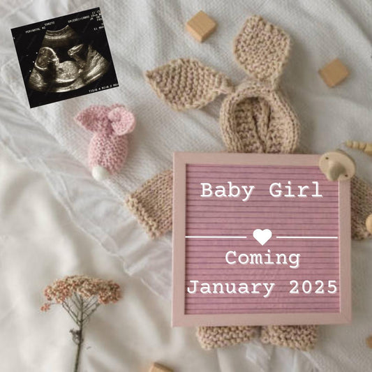 Digital Baby Girl Pregnancy Announcement, Pink Gender Reveal, Baby Coming Soon Sign, Simple minimalist Pregnancy Announcement, Boho Themed