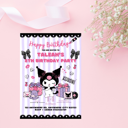 Customisable kawaii birthday template with cats and fun pastel colors

