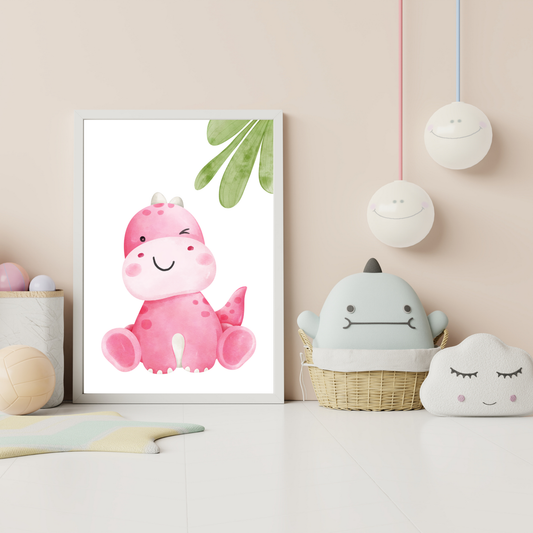 Watercolour dinosaur art for children’s bedroom

