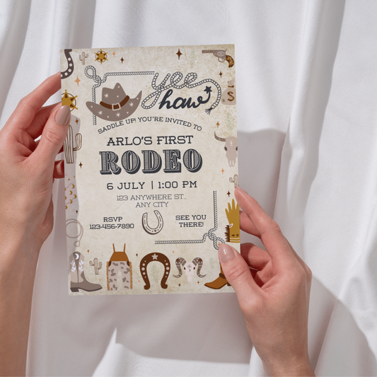 1st Birthday Invitation, My First Rodeo Birthday Invite - Digital Download
