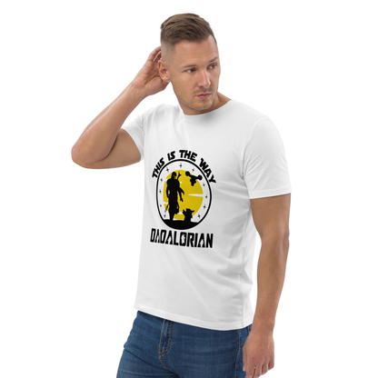 Casual tee with “Dadalorian” lettering and tribute to The Mandalorian series
